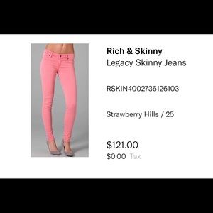 Rich & Skinny Jeans Mauve/coral Pink